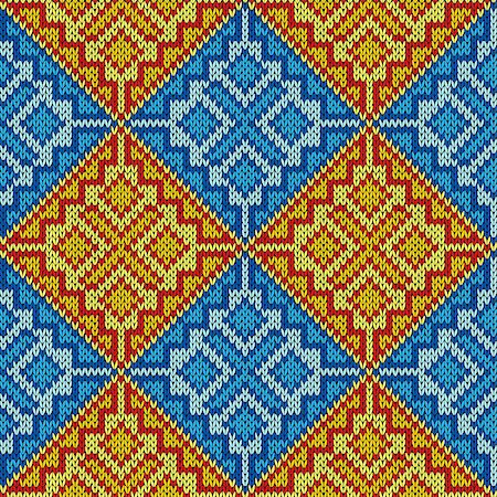 simsearch:400-05370173,k - Knitting seamless square vector color pattern as a fabric texture mainly in blue and yellow hues Foto de stock - Super Valor sin royalties y Suscripción, Código: 400-08998011