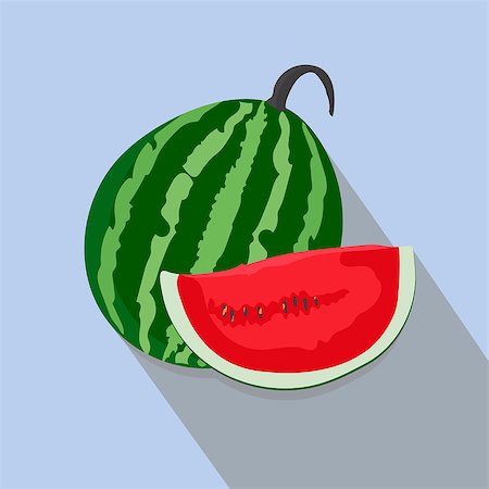 phukankosana (artist) - watermelons and slices isolated flat style, Fresh and juicy whole, watermelons  icon isolated , watermelons on a light Background, vector illustration. Foto de stock - Super Valor sin royalties y Suscripción, Código: 400-08998066