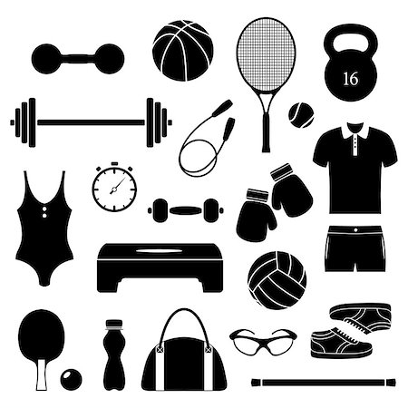 simsearch:400-07754604,k - Set of different fitness equipment on white background.Vector illustration. Stock Photo - Budget Royalty-Free & Subscription, Code: 400-08998117
