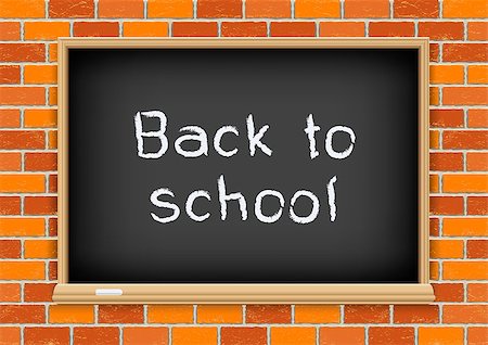 simsearch:400-08998170,k - Blackboard with text message back to school on old red brick background texture. School education object Foto de stock - Super Valor sin royalties y Suscripción, Código: 400-08998170