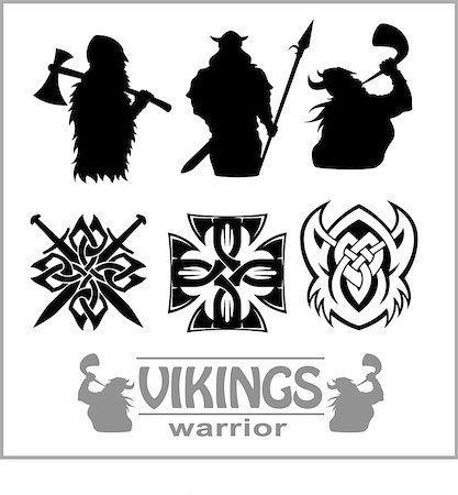 dclipart (artist) - Silhouettes of the Vikings, vector set isolated on white Fotografie stock - Microstock e Abbonamento, Codice: 400-08998186