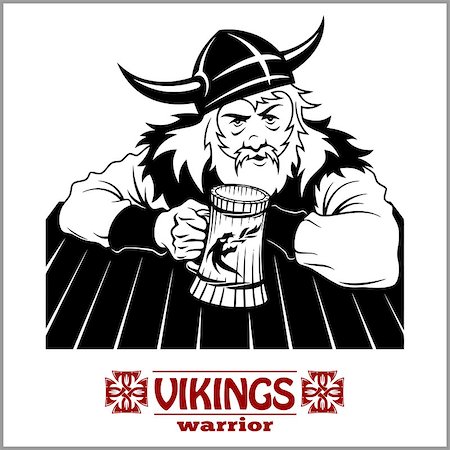 dclipart (artist) - Viking The cheerful Viking with beer mug in hand - vector illustration isolated on white Fotografie stock - Microstock e Abbonamento, Codice: 400-08998189