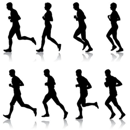 simsearch:400-04824271,k - Set of silhouettes. Runners on sprint, men and woman. Fotografie stock - Microstock e Abbonamento, Codice: 400-08998276