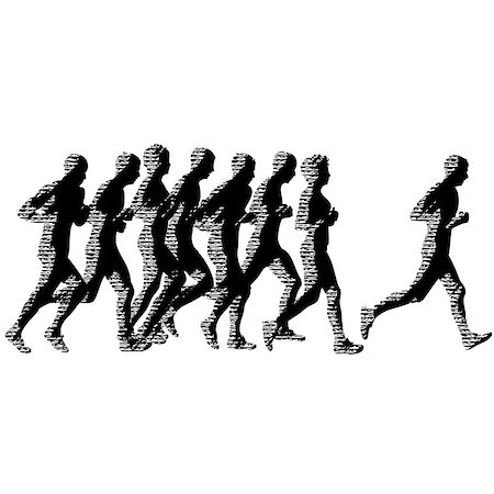 simsearch:400-04824271,k - Set of silhouettes. Runners on sprint, men and woman. Fotografie stock - Microstock e Abbonamento, Codice: 400-08998277