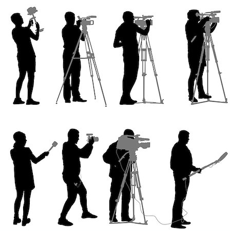 silhouettes of cameraman vector - Set cameraman with video camera. Silhouettes on white background. Stock Photo - Budget Royalty-Free & Subscription, Code: 400-08998273