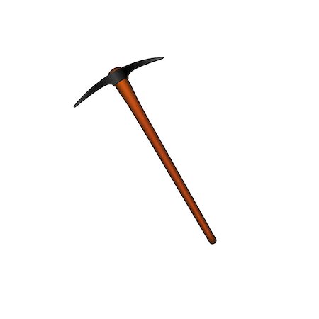Mattock in black design with wooden handle on white background Stock Photo - Budget Royalty-Free & Subscription, Code: 400-08998351