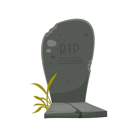 simsearch:400-04651962,k - Cartoon Tombstone With RIP Illustration. Halloween tombstone for graveyard landscape with rest in peace inscription. Funny cartoon style vector illustration Photographie de stock - Aubaine LD & Abonnement, Code: 400-08998377