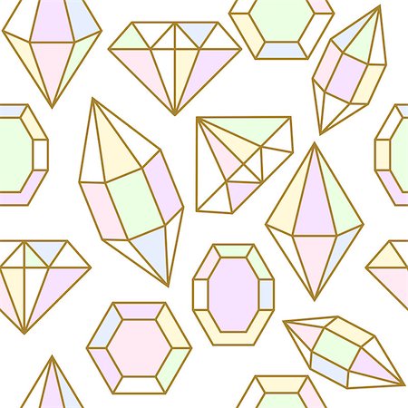 simsearch:400-08934242,k - Diamond gem shape holographic chameleon facet seamless pattern. Diamond geometric golden outline objects. Stock Photo - Budget Royalty-Free & Subscription, Code: 400-08998464