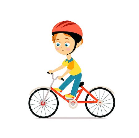 little boy in helmet riding bicycle Fotografie stock - Microstock e Abbonamento, Codice: 400-08998495