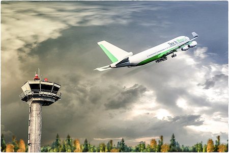 simsearch:400-08930740,k - 3d illustration of an airplane taking off Stock Photo - Budget Royalty-Free & Subscription, Code: 400-08998509