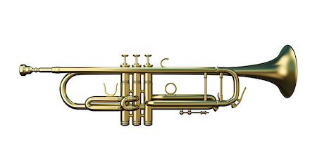 simsearch:400-06328893,k - 3d illustration of a trumpet isolated on white background Foto de stock - Super Valor sin royalties y Suscripción, Código: 400-08998515