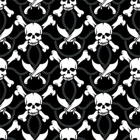 simsearch:400-06084708,k - seamless pattern pirate skulls with cross swords Stock Photo - Budget Royalty-Free & Subscription, Code: 400-08998555