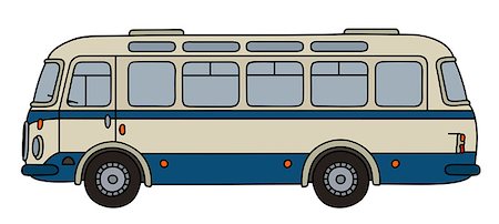 simsearch:400-08966942,k - Hand drawing of a classic blue and cream line bus Stock Photo - Budget Royalty-Free & Subscription, Code: 400-08998562