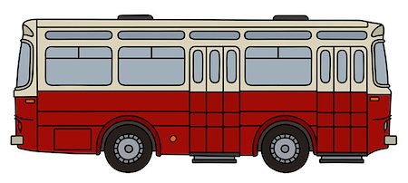 simsearch:400-08966942,k - Hand drawing of a classic dark red and cream line bus Stock Photo - Budget Royalty-Free & Subscription, Code: 400-08998574