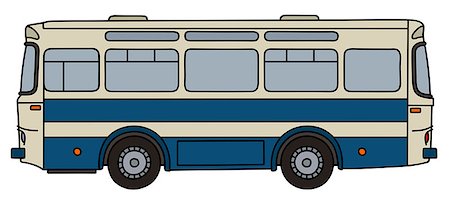 simsearch:400-08966942,k - Hand drawing of a retro blue and white line bus Stock Photo - Budget Royalty-Free & Subscription, Code: 400-08998571