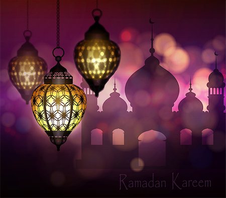 Ramadan Kareem, greeting background with hanging lights vector Stock Photo - Budget Royalty-Free & Subscription, Code: 400-08998647