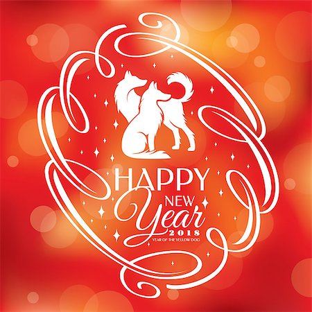 selenamay (artist) - Chinese New Year Greeting Card. 2018 Year of The Yellow Dog. Vector illustration. Stockbilder - Microstock & Abonnement, Bildnummer: 400-08998703