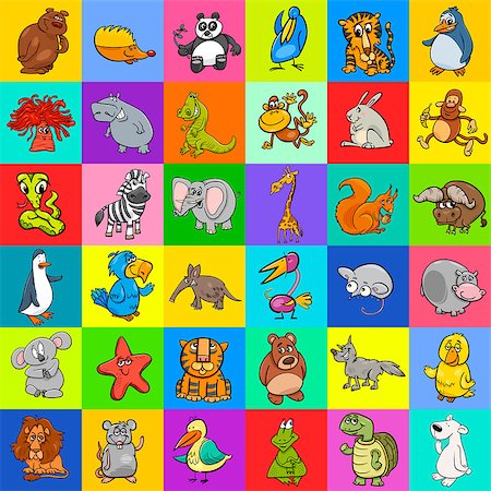 simsearch:400-09121573,k - Cartoon Illustration of Animal Characters Pattern or Decorative Paper Design Photographie de stock - Aubaine LD & Abonnement, Code: 400-08998824