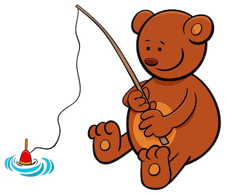 simsearch:400-08533967,k - Cartoon Illustration of Bear Animal Character on Fishing Stock Photo - Budget Royalty-Free & Subscription, Code: 400-08998835