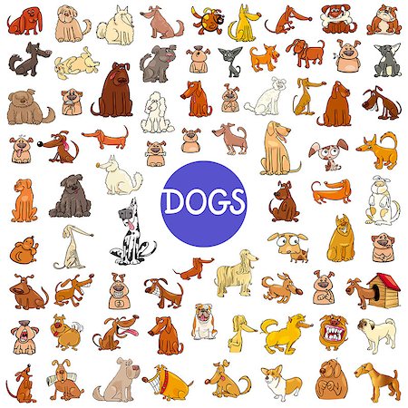 simsearch:400-09081887,k - Cartoon Illustration of Dogs Pet Animal Characters Huge Set Fotografie stock - Microstock e Abbonamento, Codice: 400-08998845