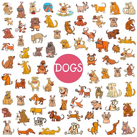 simsearch:400-09081887,k - Cartoon Illustration of Dogs Pet Animal Characters Big Set Fotografie stock - Microstock e Abbonamento, Codice: 400-08998843