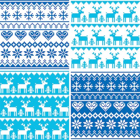 simsearch:400-07718917,k - Xmas repetitive background set in blue and navy blyue, reindeer and snowflakes decoration Stock Photo - Budget Royalty-Free & Subscription, Code: 400-08998867