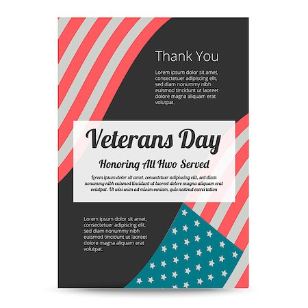 remembrance day - Veterans day banner in vintage style with usa flag Fotografie stock - Microstock e Abbonamento, Codice: 400-08998924