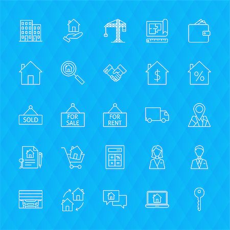 simsearch:400-08967527,k - Real Estate Line Icons. Vector Illustration of Outline House and Building Symbols over Polygonal Background. Stock Photo - Budget Royalty-Free & Subscription, Code: 400-08998958