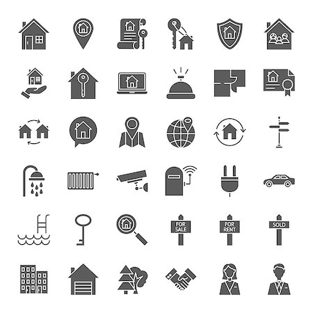 simsearch:400-08967527,k - House Solid Web Icons. Vector Set of Real Estate Glyphs. Stock Photo - Budget Royalty-Free & Subscription, Code: 400-08998952
