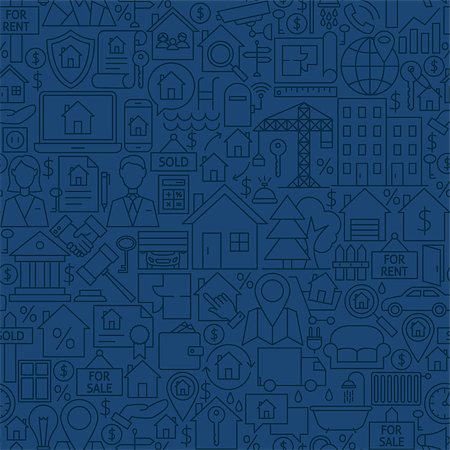 simsearch:400-08967527,k - Line House Seamless Pattern. Vector Illustration of Outline Tile Background. Real Estate Items. Stock Photo - Budget Royalty-Free & Subscription, Code: 400-08998953