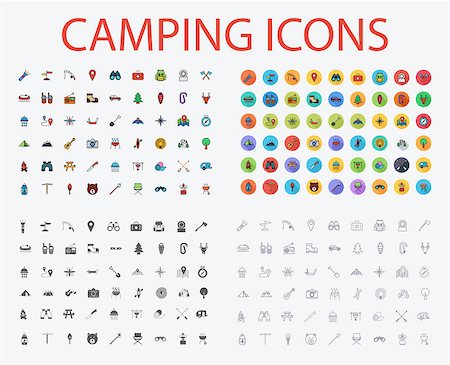 explore flashlight - Camping icons set. Flat vector related icons with long shadow for web and mobile applications. It can be used as - logo, pictogram, icon, infographic element. Vector Illustration. Stock Photo - Budget Royalty-Free & Subscription, Code: 400-08998968