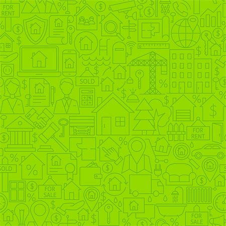 simsearch:400-08967527,k - Real Estate Line Tile Pattern. Vector Illustration of Outline Seamless Background. House Building Items. Stock Photo - Budget Royalty-Free & Subscription, Code: 400-08998961