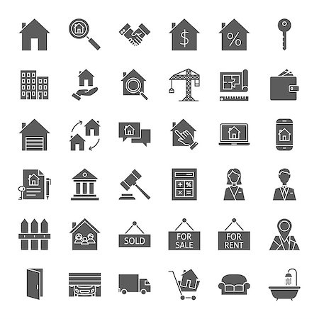 Real Estate Solid Web Icons. Vector Set of House and Building Glyphs. Foto de stock - Super Valor sin royalties y Suscripción, Código: 400-08998962