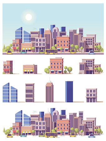 simsearch:400-08301241,k - Vector low poly buildings and city scene Stock Photo - Budget Royalty-Free & Subscription, Code: 400-08998988