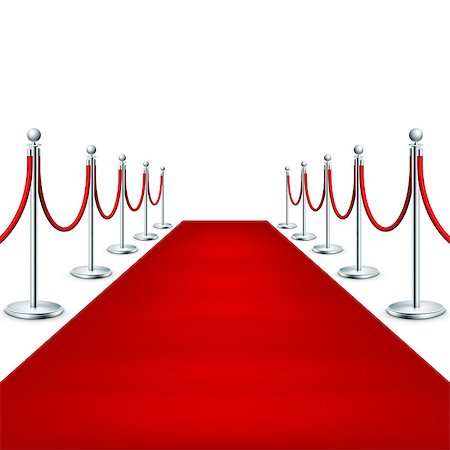 stanchion cordon - Realistic Red carpet between rope barriers on ceremonial vip event. Isolated on white. And also includes EPS 10 vector Stock Photo - Budget Royalty-Free & Subscription, Code: 400-08999072