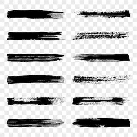 dozen - Black vector different art brush strokes collection isolated Foto de stock - Super Valor sin royalties y Suscripción, Código: 400-08999099