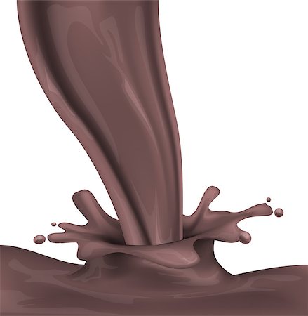 simsearch:400-07977252,k - Dark hot chocolate spray and splash. Isolated on white realistic vector illustration Stock Photo - Budget Royalty-Free & Subscription, Code: 400-08999100