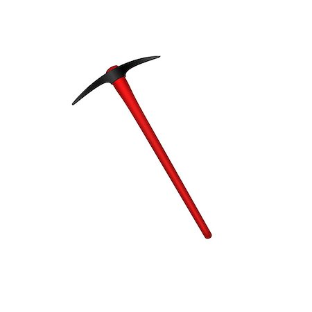 Mattock in black design with red handle on white background Stock Photo - Budget Royalty-Free & Subscription, Code: 400-08999164