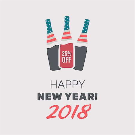 Happy New year banner with bottle and USA flag Stock Photo - Budget Royalty-Free & Subscription, Code: 400-08999221