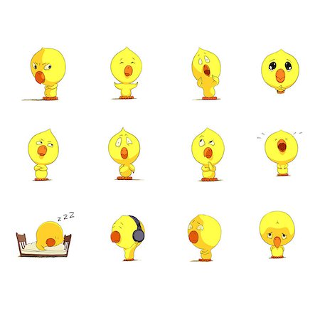 simsearch:400-06692271,k - Set of cute cartoon chicks on white Stock Photo - Budget Royalty-Free & Subscription, Code: 400-08999264