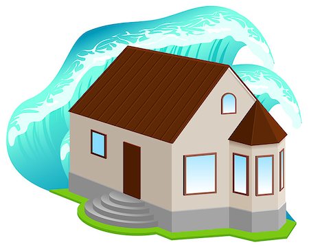 simsearch:400-08654218,k - House insurance against floods. High wave covered home. Isolated on white vector 3d icon illustration Photographie de stock - Aubaine LD & Abonnement, Code: 400-08999328