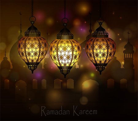 Ramadan Kareem, greeting background with pattern and light Mosque silhouette Stock Photo - Budget Royalty-Free & Subscription, Code: 400-08999321