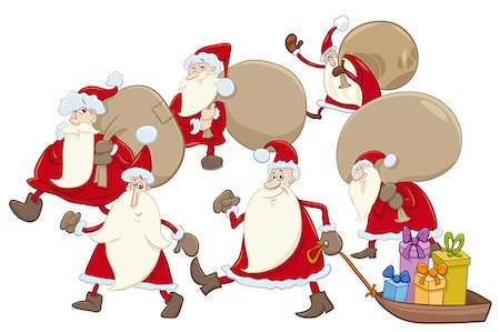 simsearch:400-08260733,k - Cartoon Illustration of Santa Claus Characters Group on Christmas Time Photographie de stock - Aubaine LD & Abonnement, Code: 400-08999586