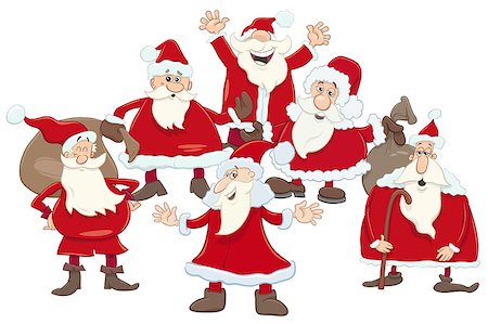 simsearch:400-08260733,k - Cartoon Illustration of Santa Claus Christmas Characters Group Photographie de stock - Aubaine LD & Abonnement, Code: 400-08999588