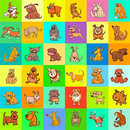 simsearch:400-09121573,k - Cartoon Illustration of Dogs Pet Characters Pattern or Decorative Paper Graphic Design Photographie de stock - Aubaine LD & Abonnement, Code: 400-08999599