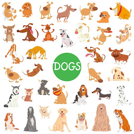 Cartoon Illustration of Cute Dogs Pet Animal Characters Big Set Stock Photo - Budget Royalty-Free & Subscription, Code: 400-08999605