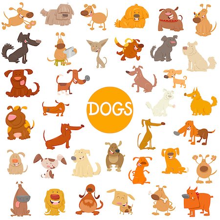 simsearch:400-08998847,k - Cartoon Illustration of Funny Dogs Pet Animal Characters Big Set Foto de stock - Super Valor sin royalties y Suscripción, Código: 400-08999606