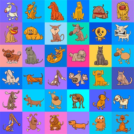 simsearch:400-09121573,k - Cartoon Illustration of Dog Characters Pattern or Decorative Paper Graphic Design Photographie de stock - Aubaine LD & Abonnement, Code: 400-08999600