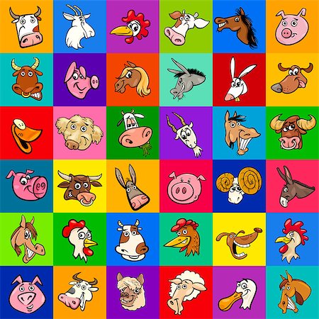 simsearch:400-09121573,k - Cartoon Illustration of Farm Animal Characters Pattern or Decorative Paper Graphic Design Photographie de stock - Aubaine LD & Abonnement, Code: 400-08999602