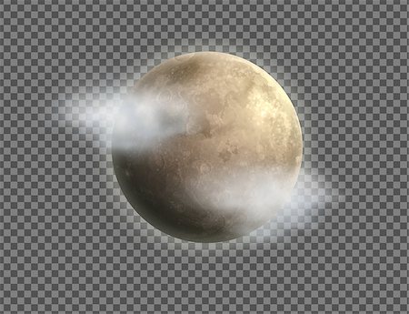simsearch:400-06087743,k - Vector illustration of cool single weather icon with realistic night moon and few clouds floats isolated on transparent background Foto de stock - Super Valor sin royalties y Suscripción, Código: 400-08999665
